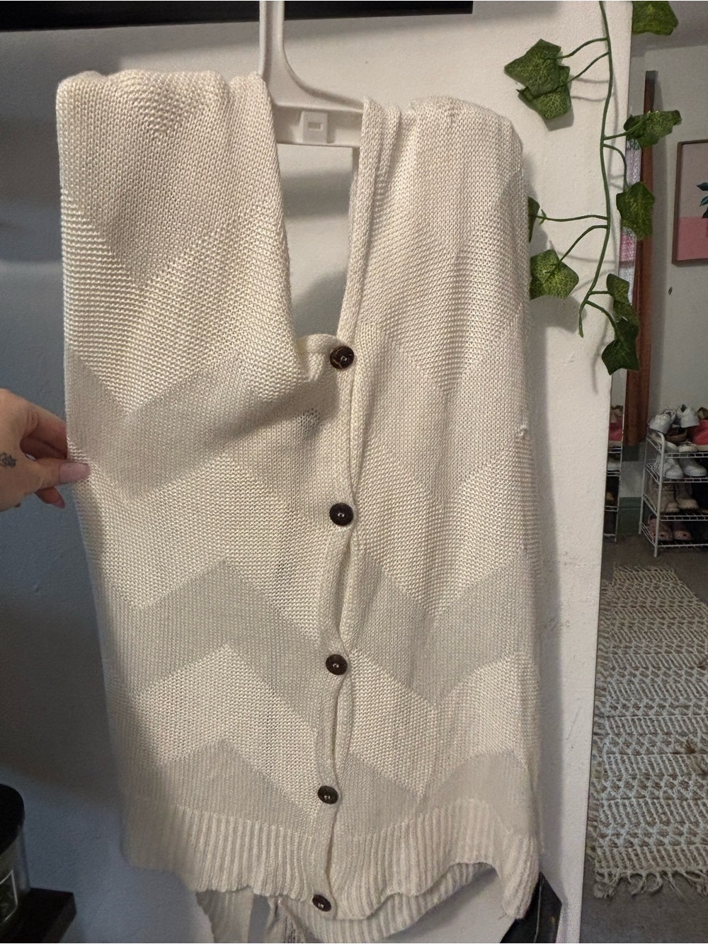 Cream Button-Front Women's